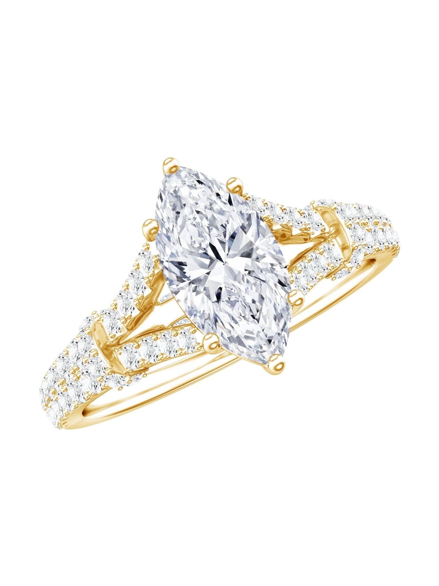 1 Carat Marquise Cut Lab Grown Diamond Split Shank Engagement Ring with IGI Certificate - Courbe et Compagnie