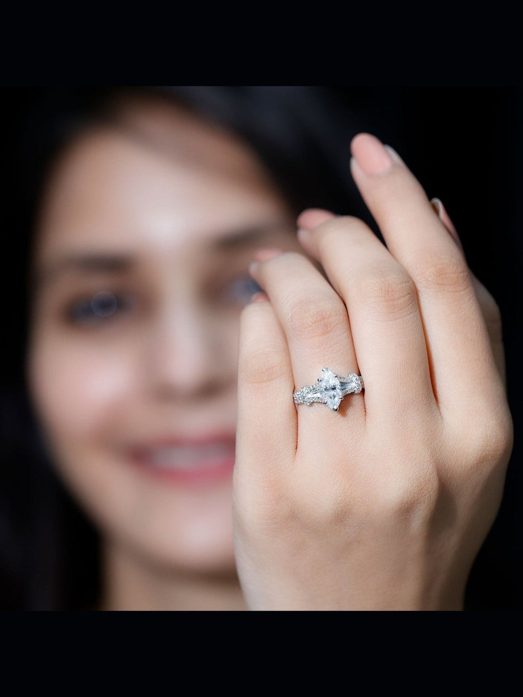1 Carat Marquise Cut Lab Grown Diamond Split Shank Engagement Ring with IGI Certificate - Courbe et Compagnie
