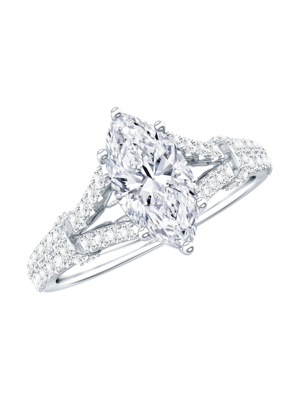 1 Carat Marquise Cut Lab Grown Diamond Split Shank Engagement Ring with IGI Certificate - Courbe et Compagnie