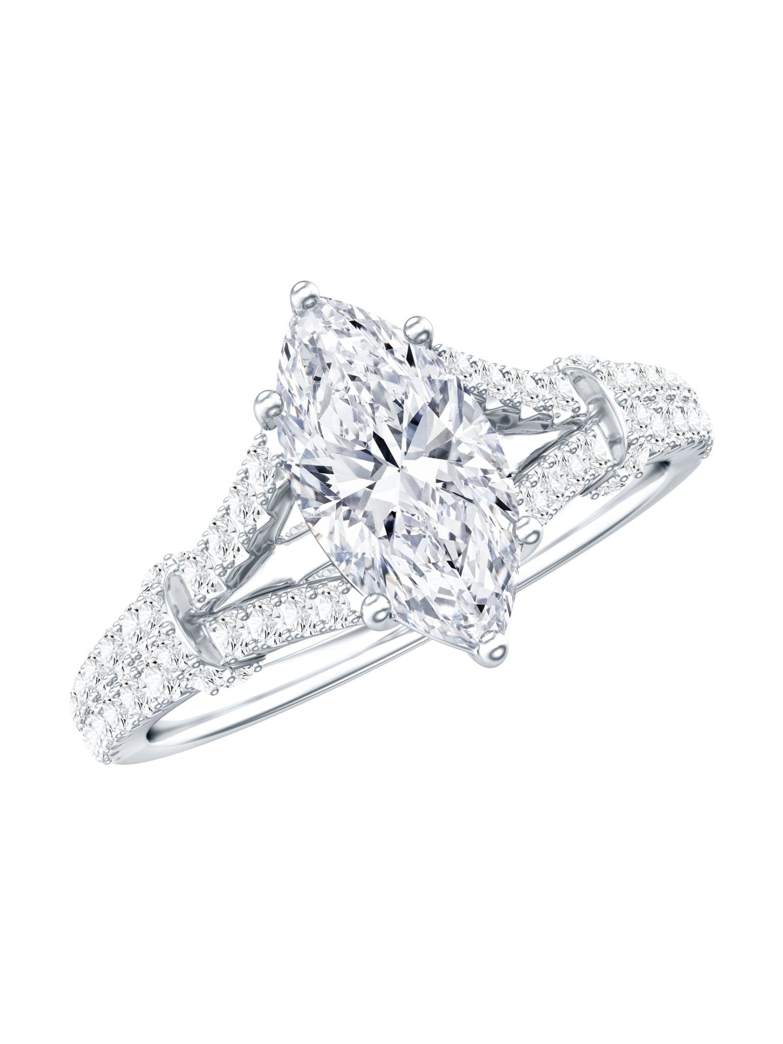1 Carat Marquise Cut Lab Grown Diamond Split Shank Engagement Ring with IGI Certificate - Courbe et Compagnie