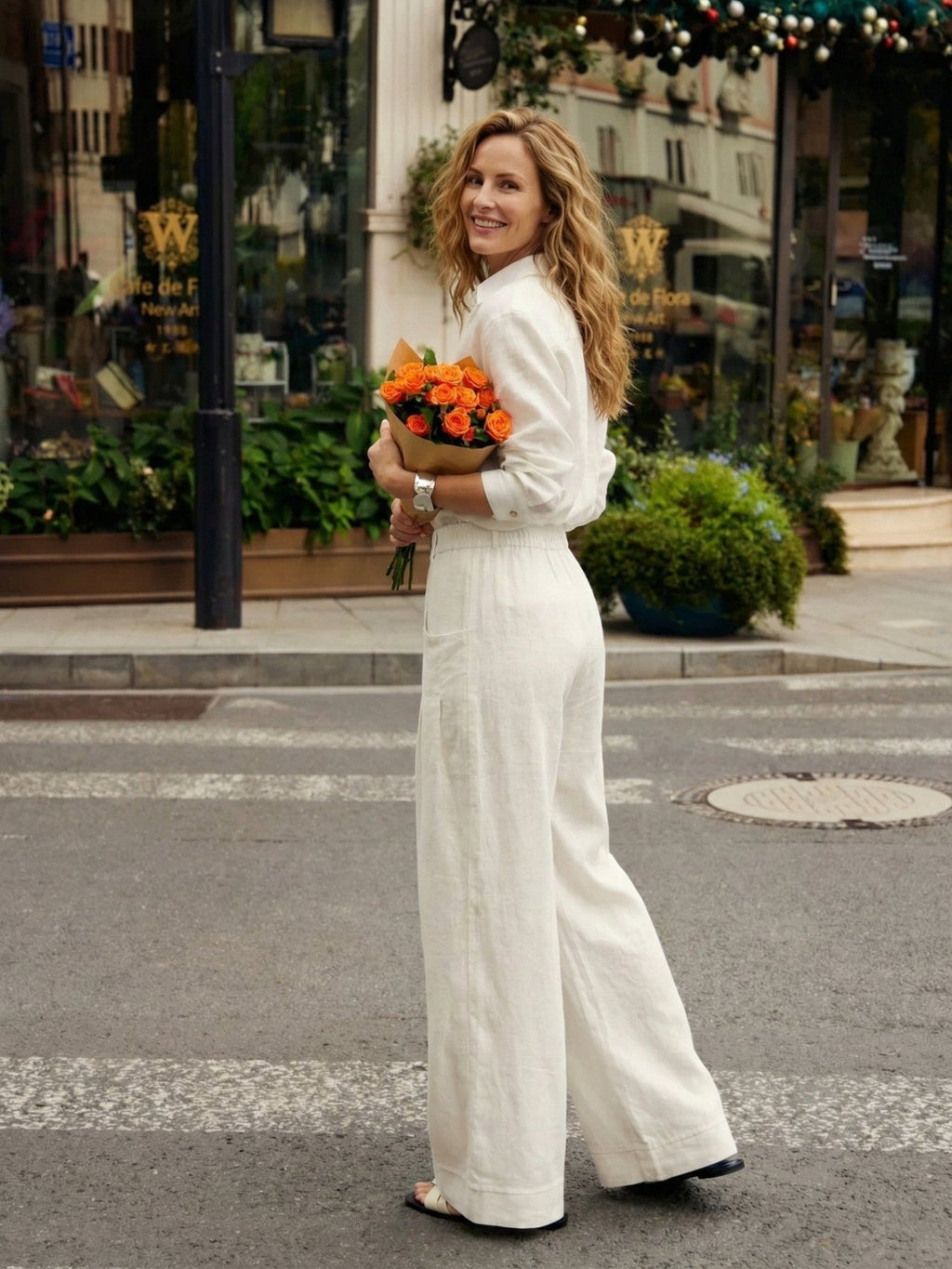 100% Linen Sculpted Pleat Elasticated Back Relaxed Pants VERIDIANA - Courbe et Compagnie