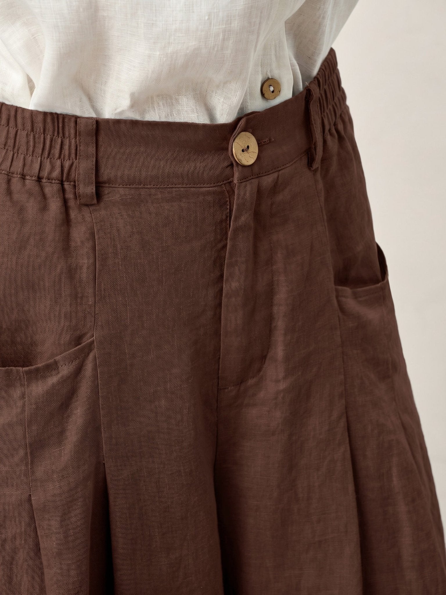 100% Linen Sculpted Pleat Elasticated Back Relaxed Pants VERIDIANA - Courbe et Compagnie