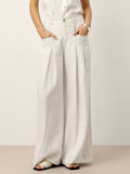 100% Linen Sculpted Pleat Elasticated Back Relaxed Pants VERIDIANA - Courbe et Compagnie