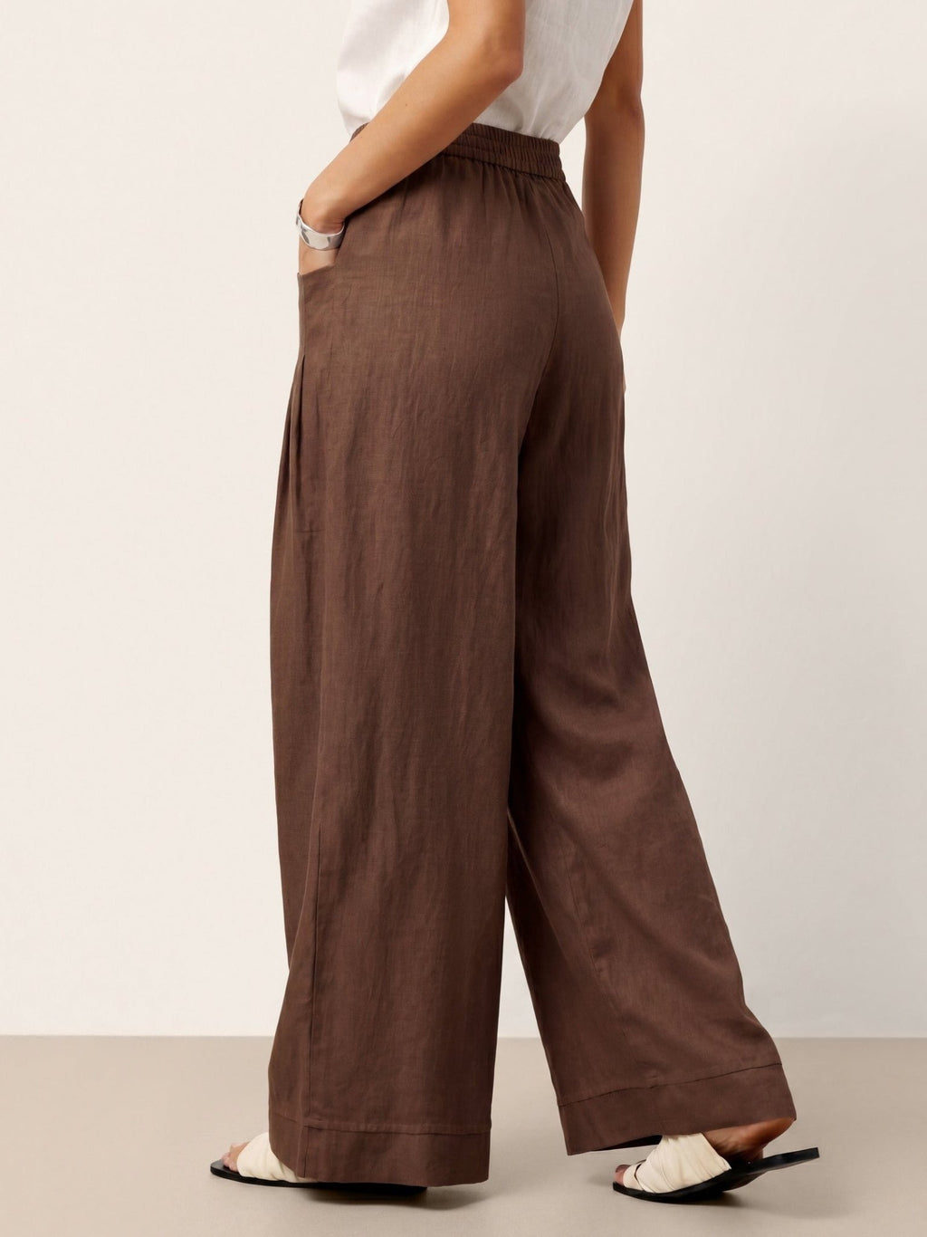 100% Linen Sculpted Pleat Elasticated Back Relaxed Pants VERIDIANA - Courbe et Compagnie