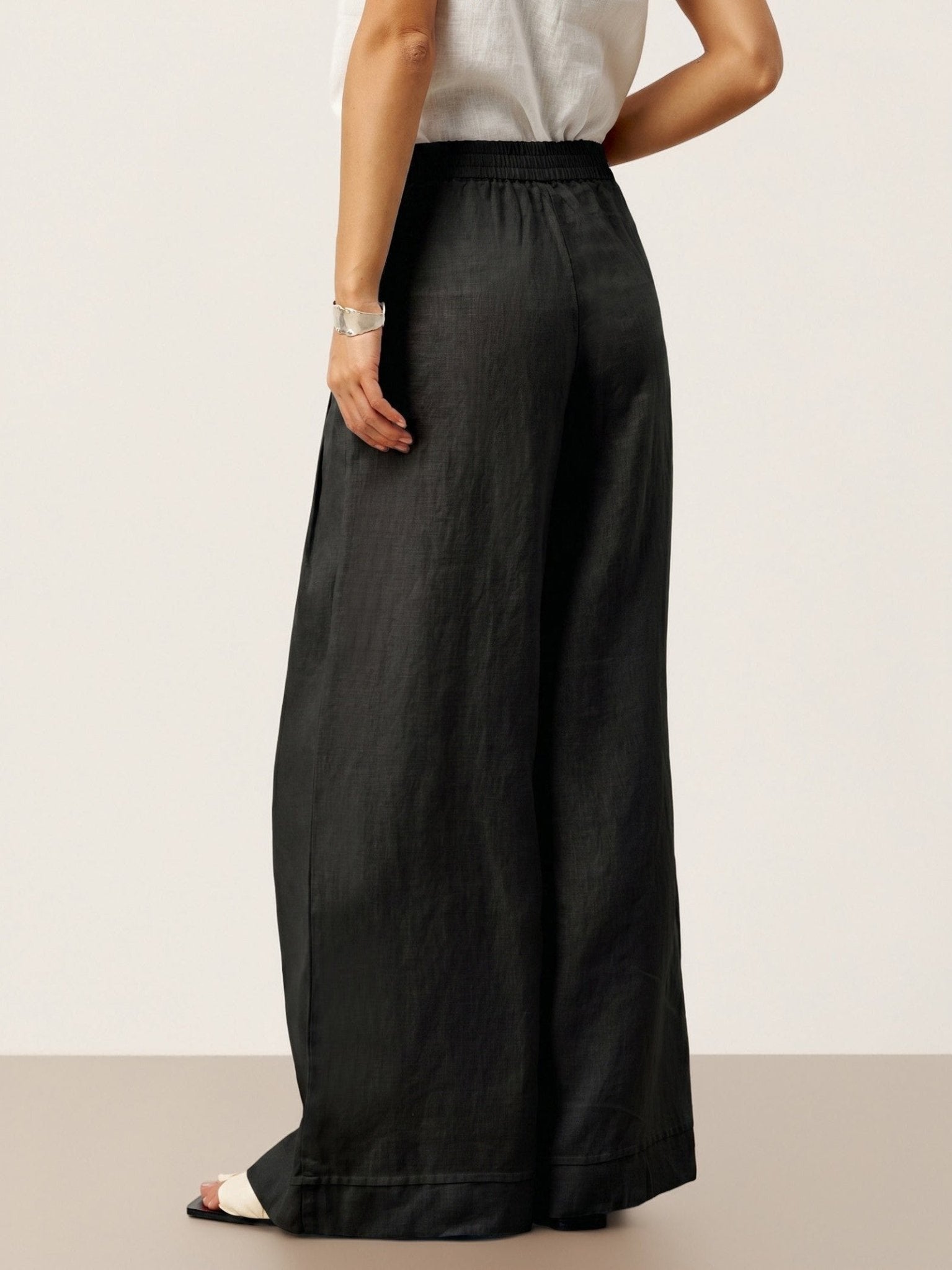 100% Linen Sculpted Pleat Elasticated Back Relaxed Pants VERIDIANA - Courbe et Compagnie
