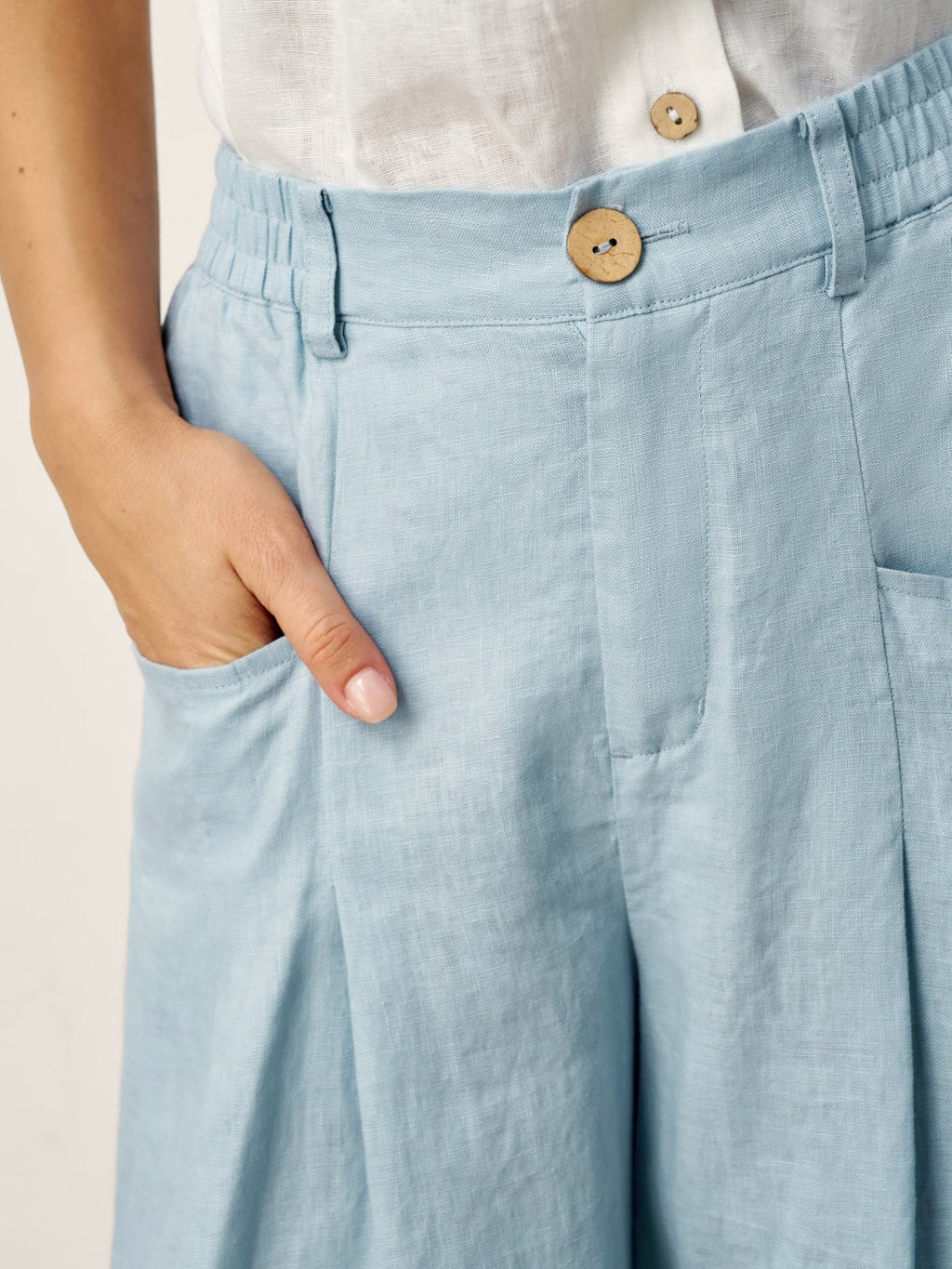 100% Linen Sculpted Pleat Elasticated Back Relaxed Pants VERIDIANA - Courbe et Compagnie