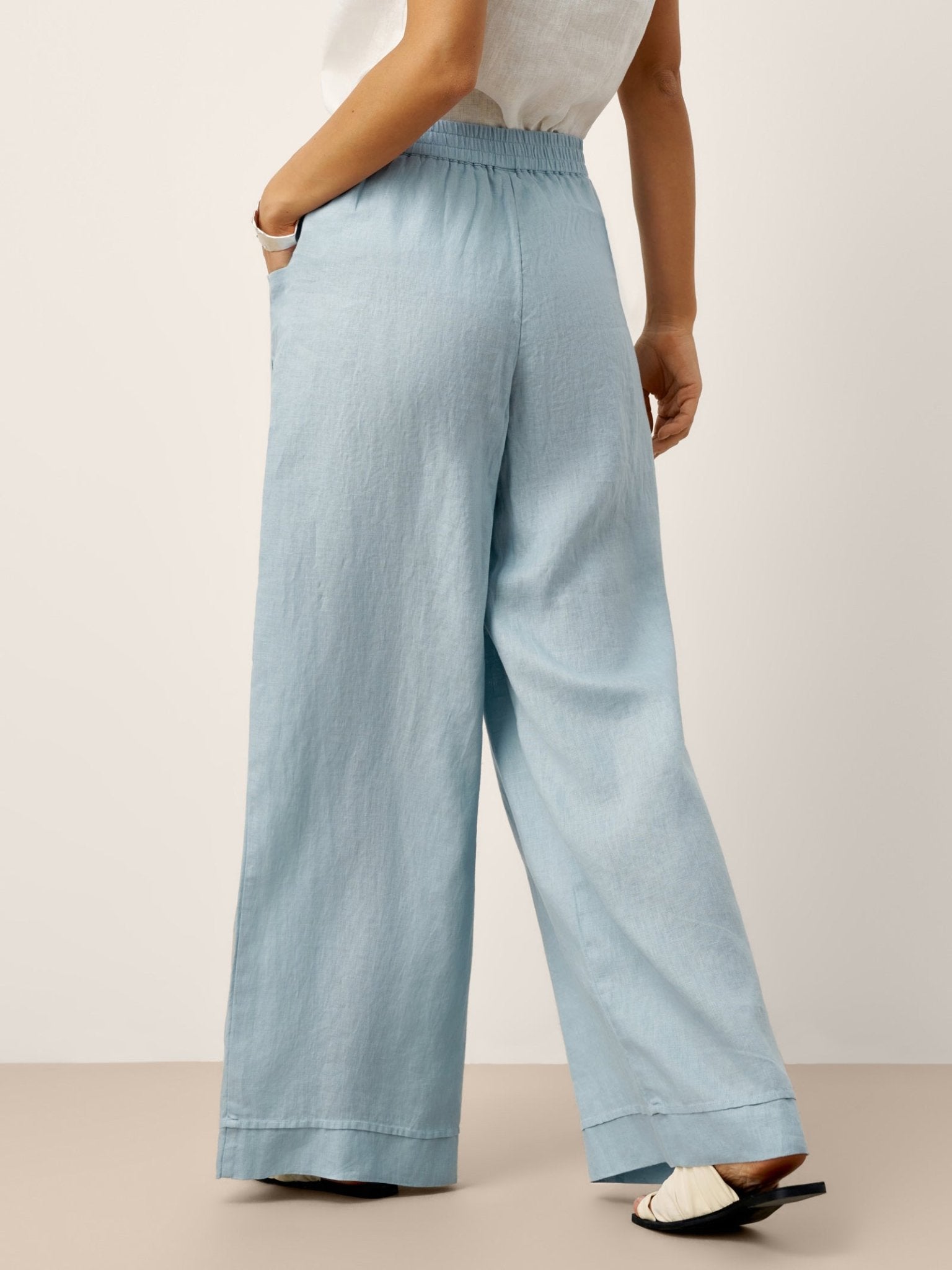 100% Linen Sculpted Pleat Elasticated Back Relaxed Pants VERIDIANA - Courbe et Compagnie
