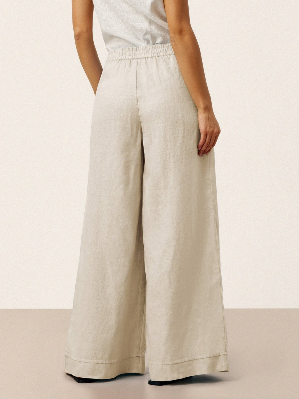 100% Linen Sculpted Pleat Elasticated Back Relaxed Pants VERIDIANA - Courbe et Compagnie