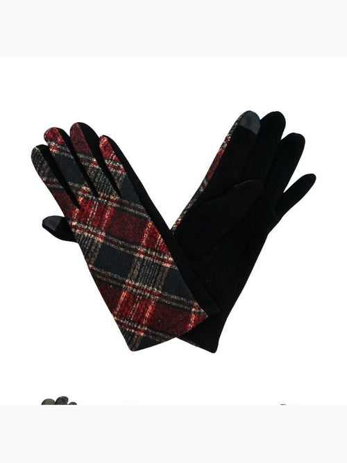 12Pairs - Plaid Pattern Smart Touch Winter Gloves - Courbe et Compagnie