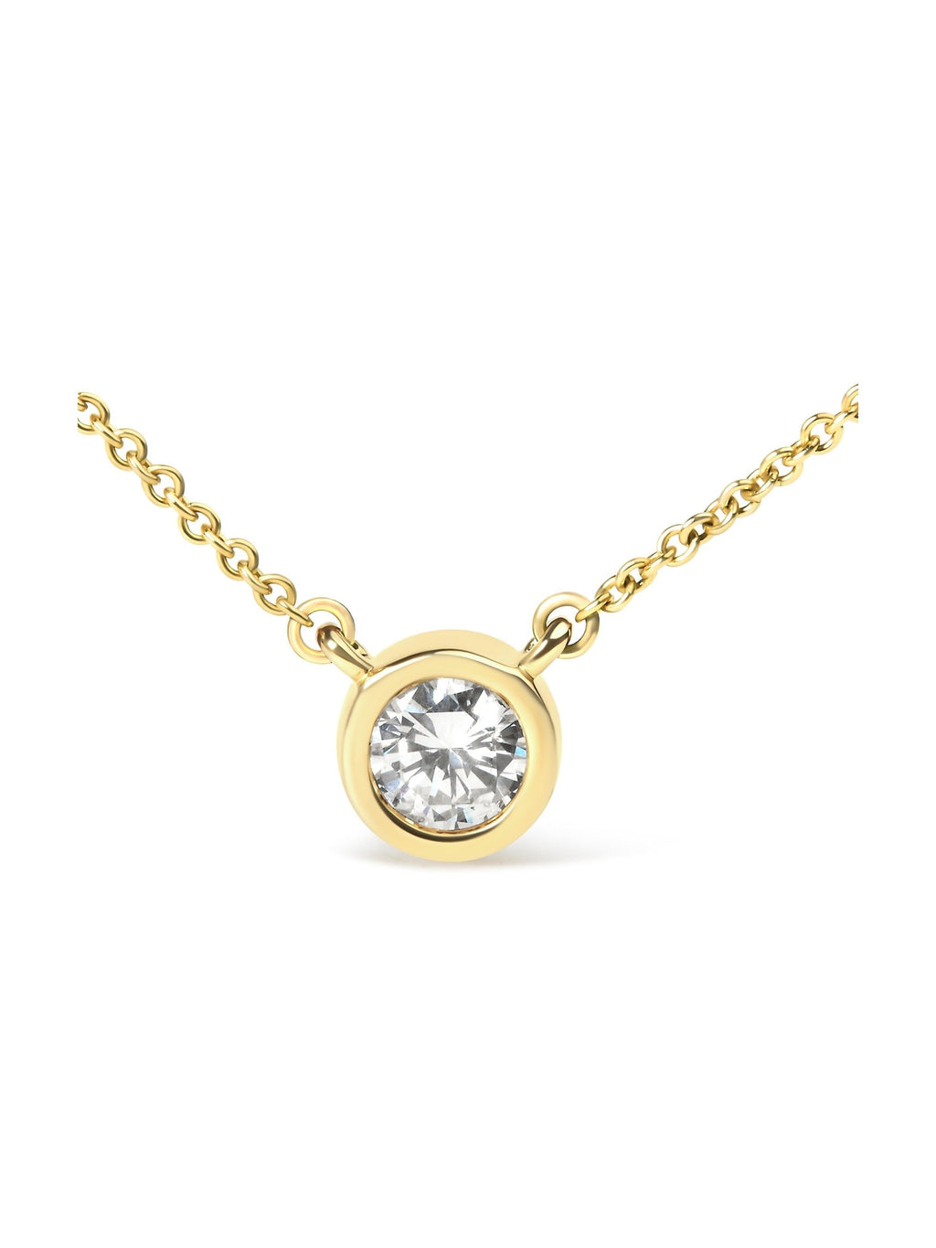 14K Gold Lab Grown Diamond Modern Bezel-Set Solitaire 16"-18" Pendant Necklace (F-G Color, VS2-SI1 Clarity) - Courbe et Compagnie