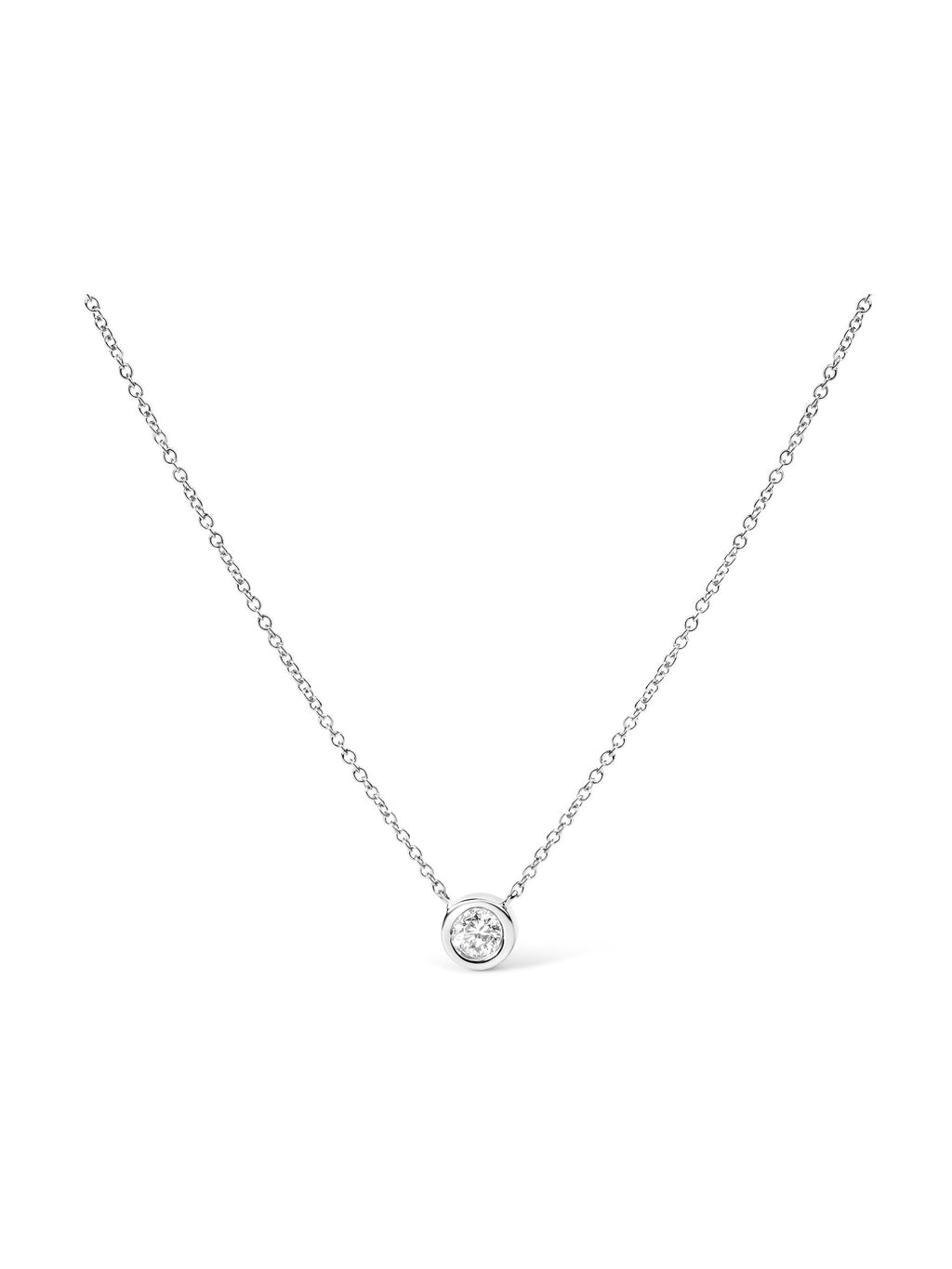 14K Gold Lab Grown Diamond Modern Bezel-Set Solitaire 16"-18" Pendant Necklace (F-G Color, VS2-SI1 Clarity) - Courbe et Compagnie
