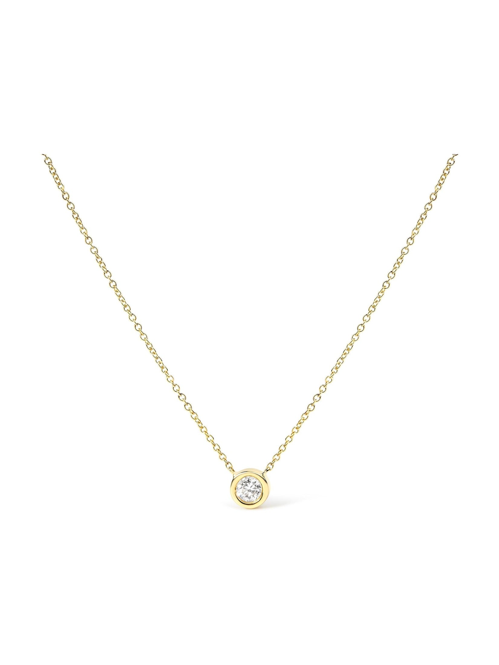 14K Gold Lab Grown Diamond Modern Bezel-Set Solitaire 16"-18" Pendant Necklace (F-G Color, VS2-SI1 Clarity) - Courbe et Compagnie