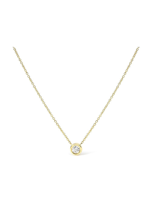 14K Gold Lab Grown Diamond Modern Bezel-Set Solitaire 16"-18" Pendant Necklace (F-G Color, VS2-SI1 Clarity) - Courbe et Compagnie