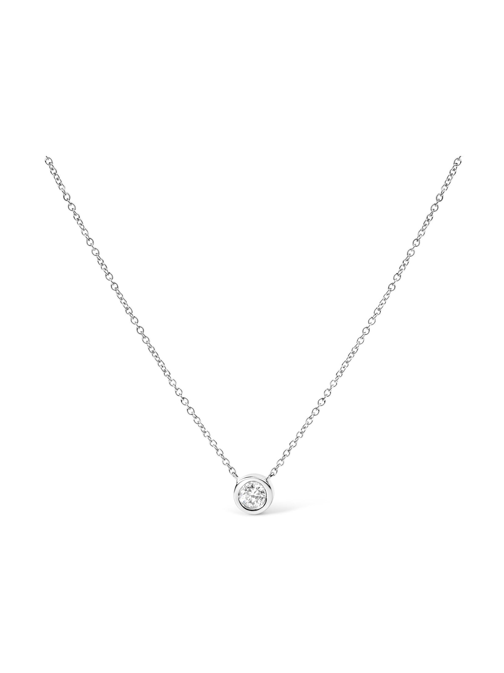 14K Gold Lab Grown Diamond Modern Bezel-Set Solitaire 16"-18" Pendant Necklace (F-G Color, VS2-SI1 Clarity) - Courbe et Compagnie