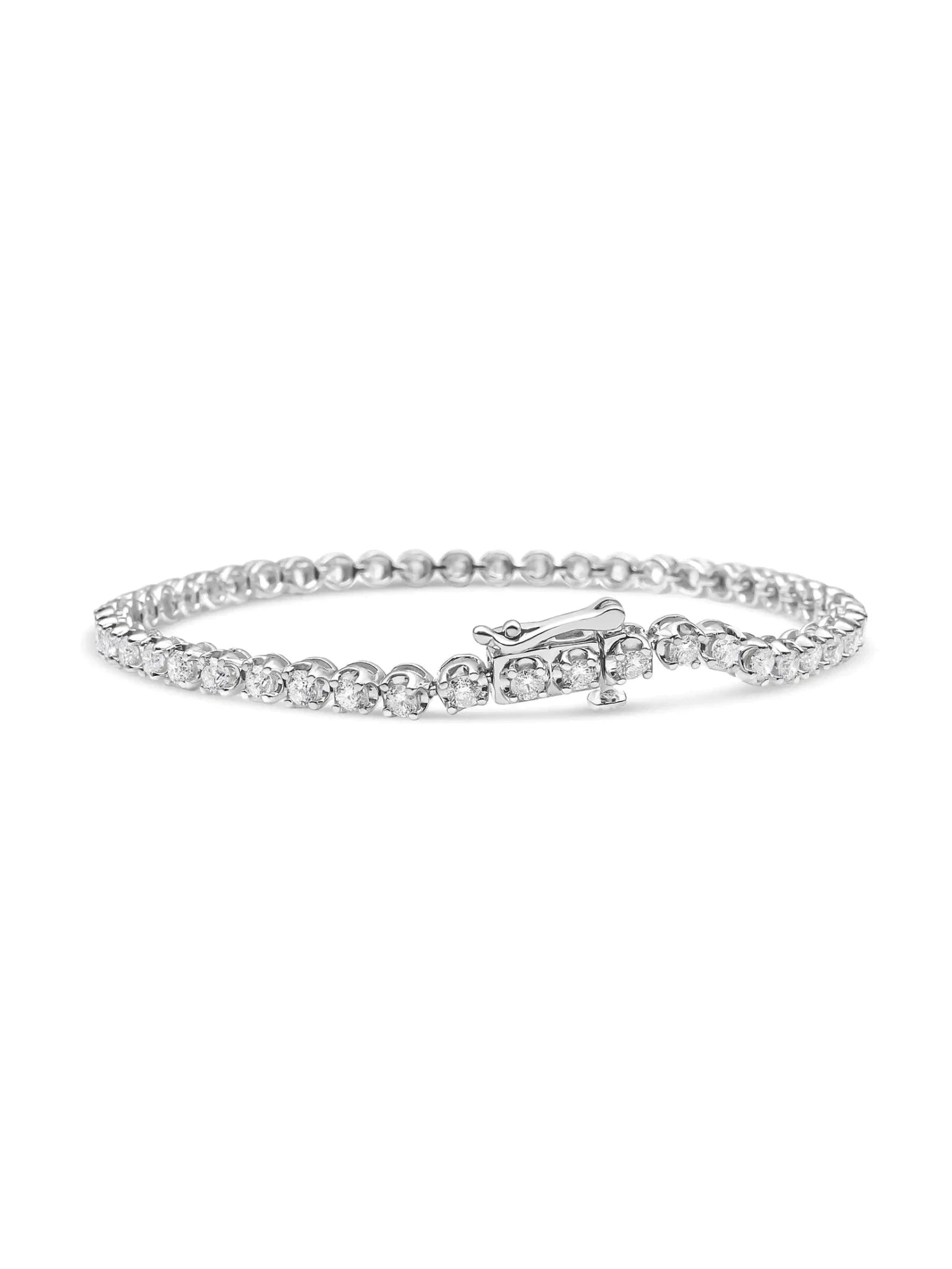 14K White Gold 5.0 Cttw Diamond" Classic Tennis Bracelet for Women (H-I Color, SI1-SI2 Clarity) - 7" Inches - Courbe et Compagnie