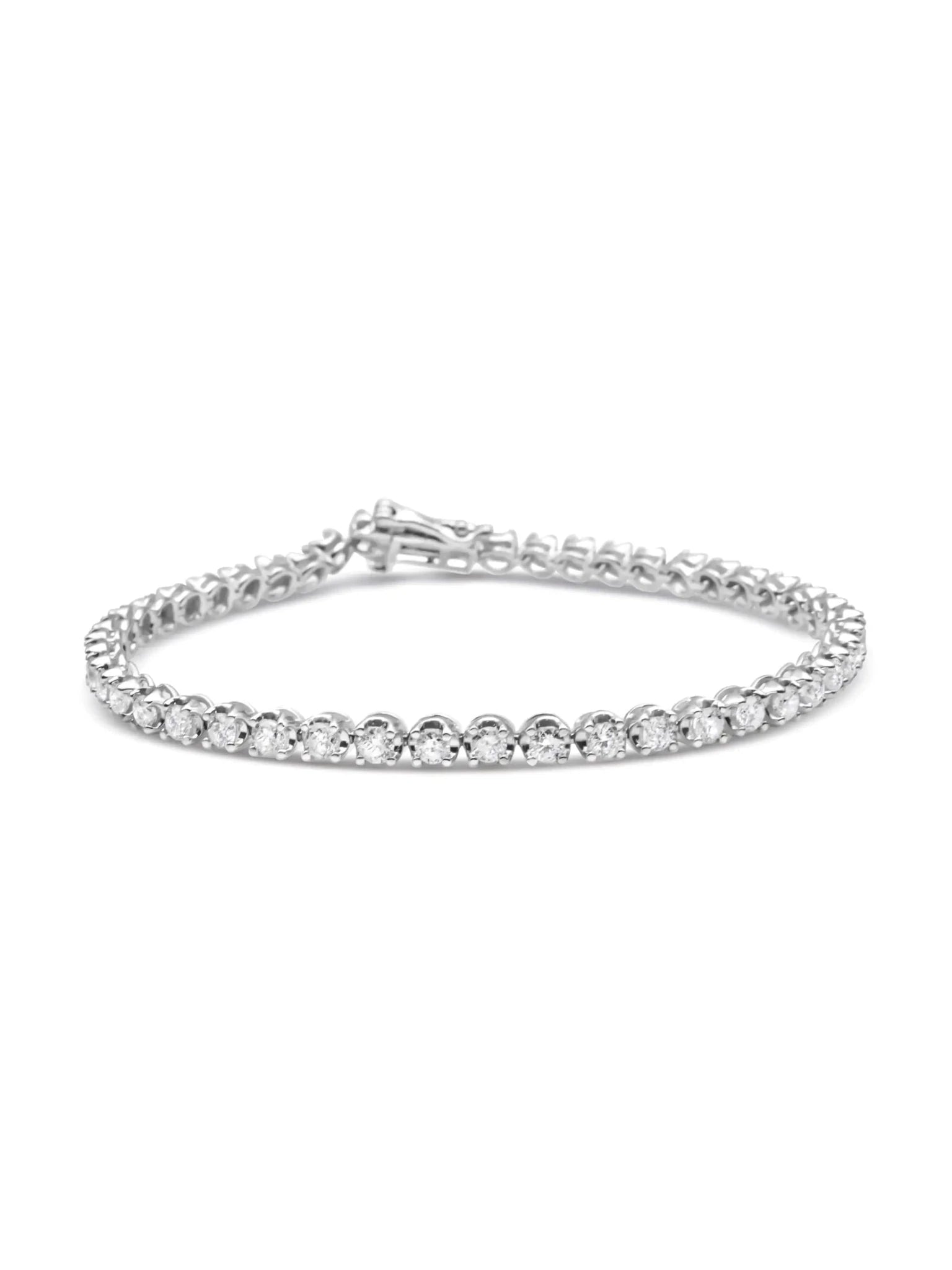 14K White Gold 5.0 Cttw Diamond" Classic Tennis Bracelet for Women (H-I Color, SI1-SI2 Clarity) - 7" Inches - Courbe et Compagnie