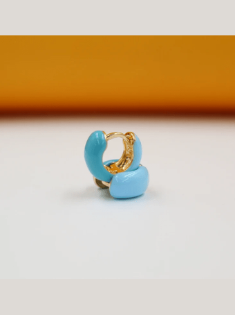 18K Gold Filled Enamel Small Huggie Earrings (K116A) - Courbe et Compagnie
