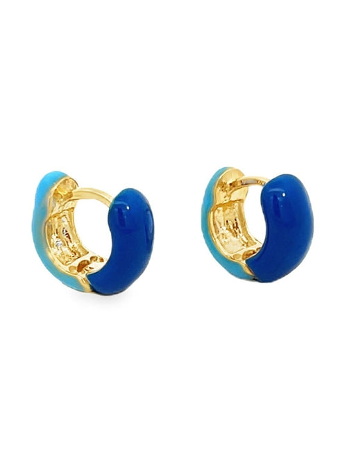 18K Gold Filled Enamel Small Huggie Earrings (K116A) - Courbe et Compagnie