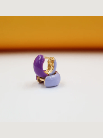 18K Gold Filled Enamel Small Huggie Earrings (K116A) - Courbe et Compagnie