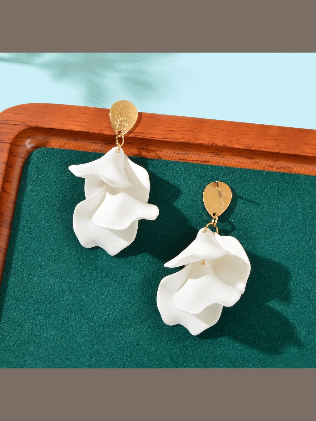 1pair Elegant Flower Petal Dangle Earrings for Women Daily Dating Party Jewelry - Courbe et Compagnie
