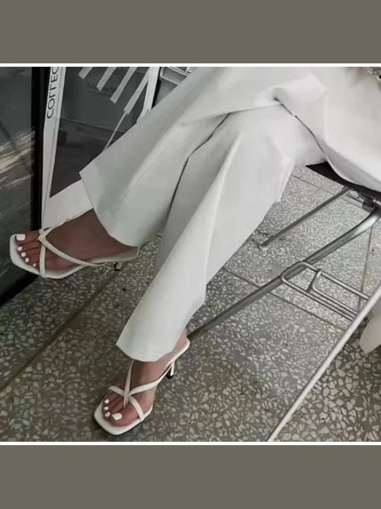 2026 Hot Summer Women French Style Clip Toe Slippers Fashion Dress Slide Shoes Ladies Elegant High Heel Footwear Mature Style - Courbe et Compagnie