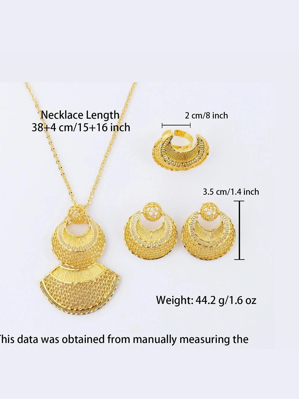 24k gold color party necklace earrings rings set luxury gold jewelry sets for woman wedding party Accessories - Courbe et Compagnie