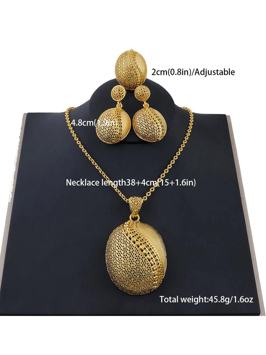 24k gold color party necklace earrings rings set luxury gold jewelry sets for woman wedding party Accessories - Courbe et Compagnie