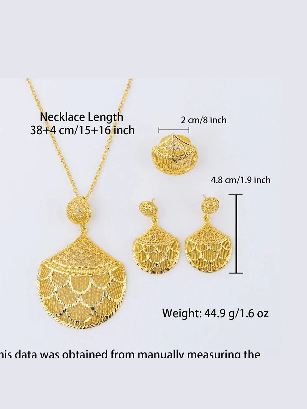 24k gold color party necklace earrings rings set luxury gold jewelry sets for woman wedding party Accessories - Courbe et Compagnie