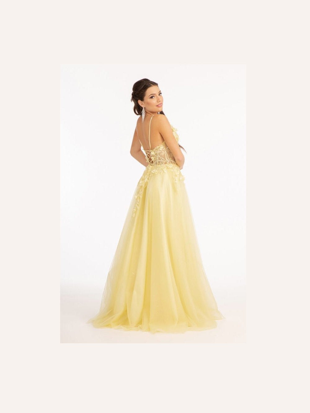 3-D Flower Applique Glitter Mesh A-line Dress w/ Embroidery and Sequin - Courbe et Compagnie