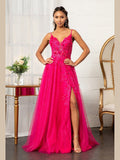 3-D Flower Applique Glitter Mesh A-line Dress w/ Embroidery and Sequin - Courbe et Compagnie
