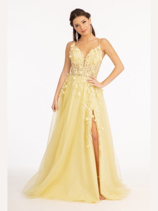 3-D Flower Applique Glitter Mesh A-line Dress w/ Embroidery and Sequin - Courbe et Compagnie