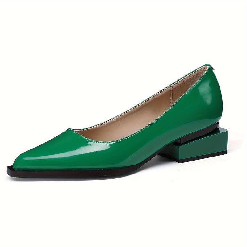 Women's Genuine Leather Low Heel Loafers & Dress Shoes | Matte Black, Patent Leather