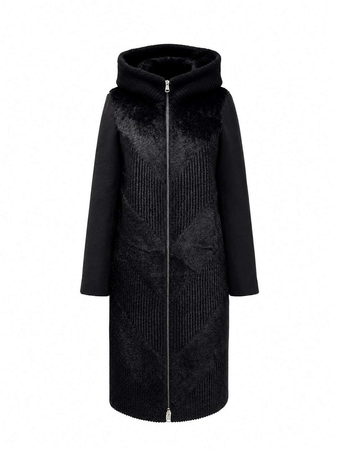⇆ Reversible Faux Fur & Suede Hooded Coat