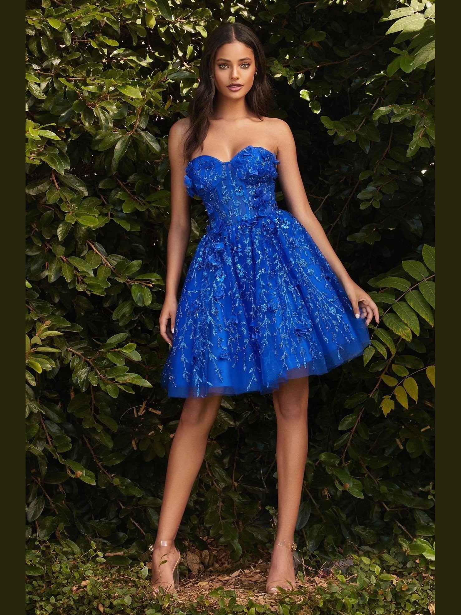 3D Floral Corset Tulle Mini Dress - Courbe et Compagnie