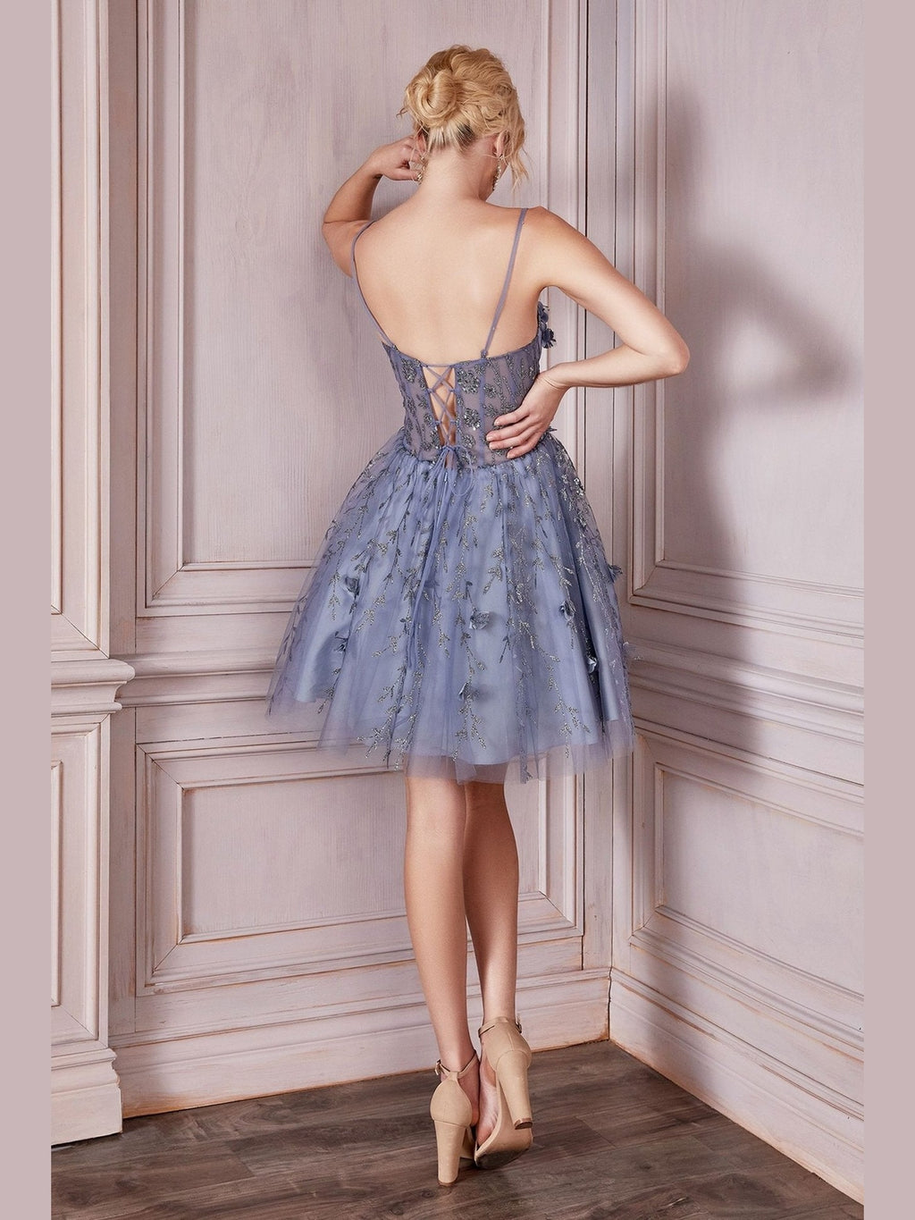 3D Floral Corset Tulle Mini Dress - Courbe et Compagnie