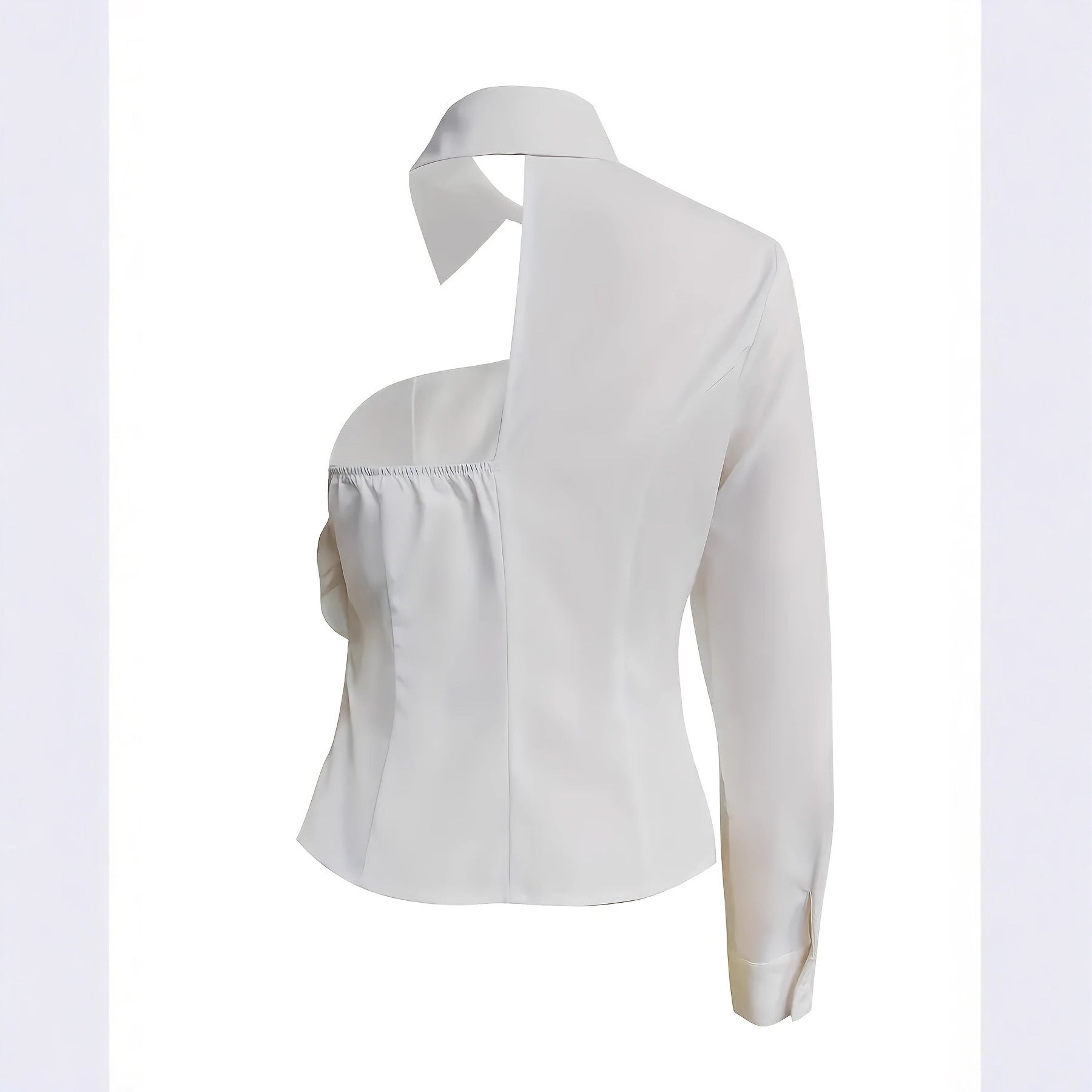 White Blouse With A One-shoulder TOP See size chart under “more details”