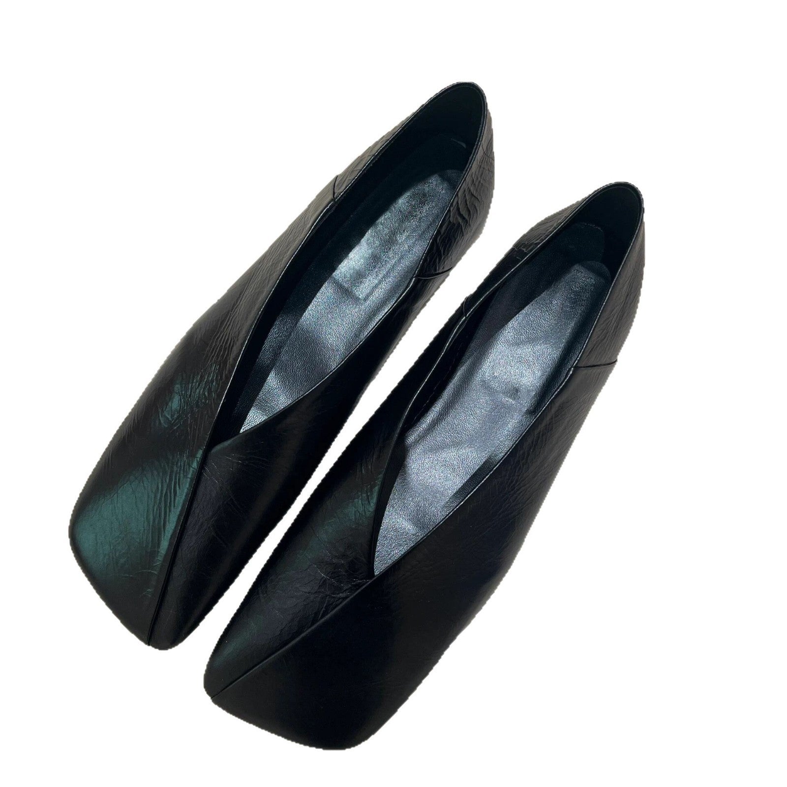 Women's French-Style Genuine Leather Square-Toe Flat Shoes - Elegant Slip-On Dress Flats
