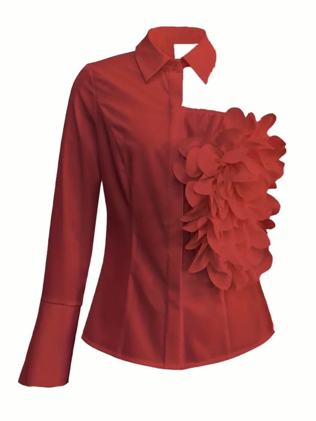 White Blouse With A One-shoulder TOP See size chart under “more details”