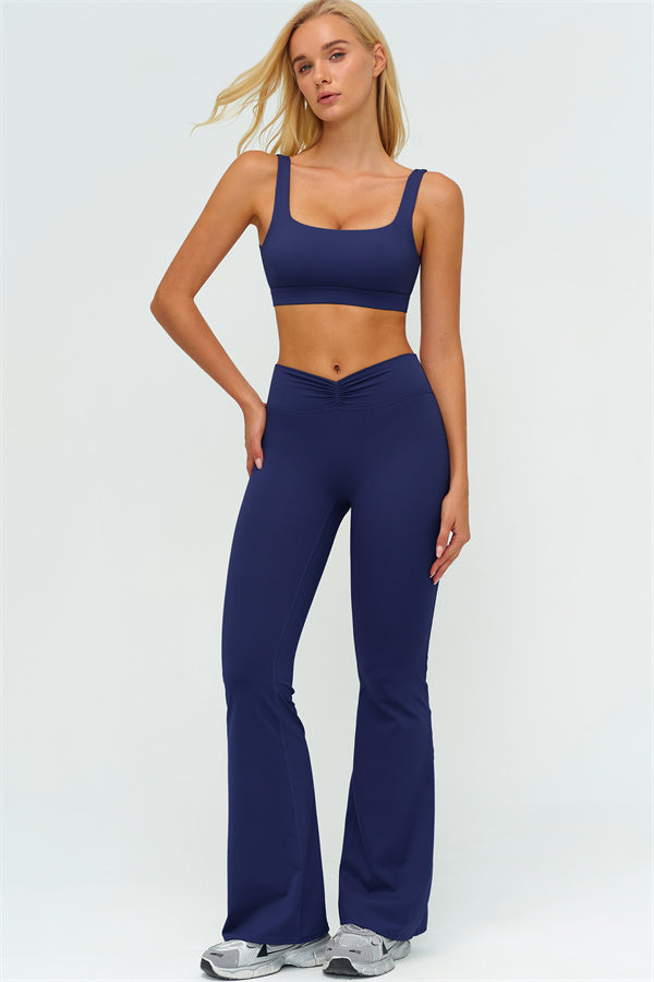 The Lushness V-Back Sports Bra Flared Leggings 2-Piece Set