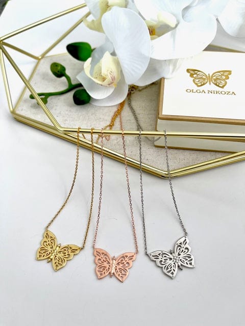 .925 Silver Papillon Butterfly Women's Necklace Jewelry - Courbe et Compagnie