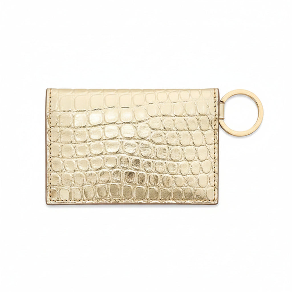 Keychain Wallet  – Gold Leather Envelope Card Case
