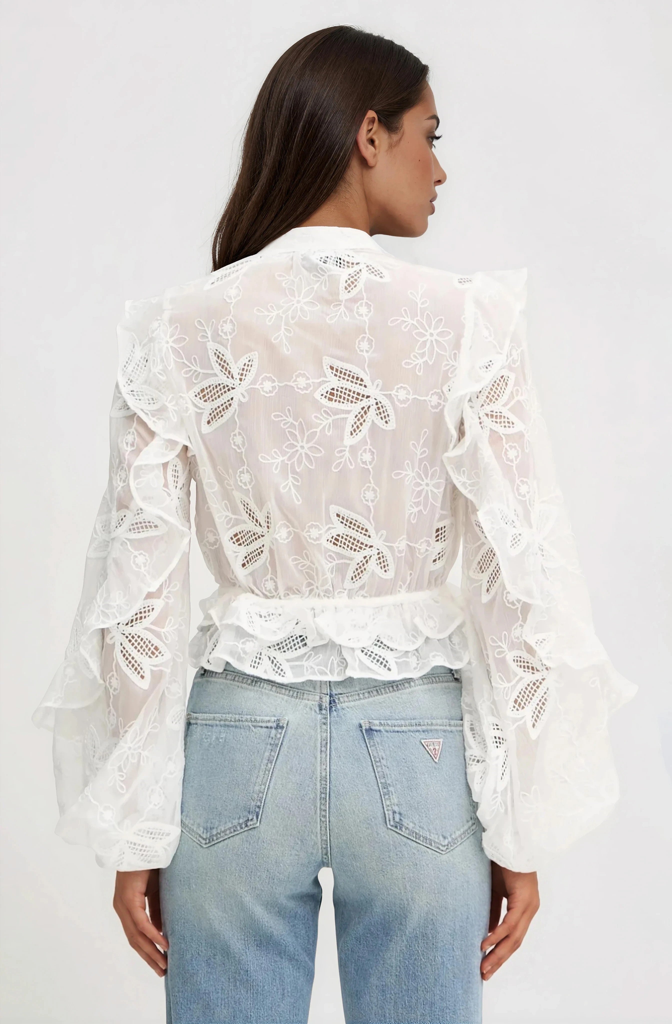 Frill Embroidered Blouse – Orchid White (Final Sale)