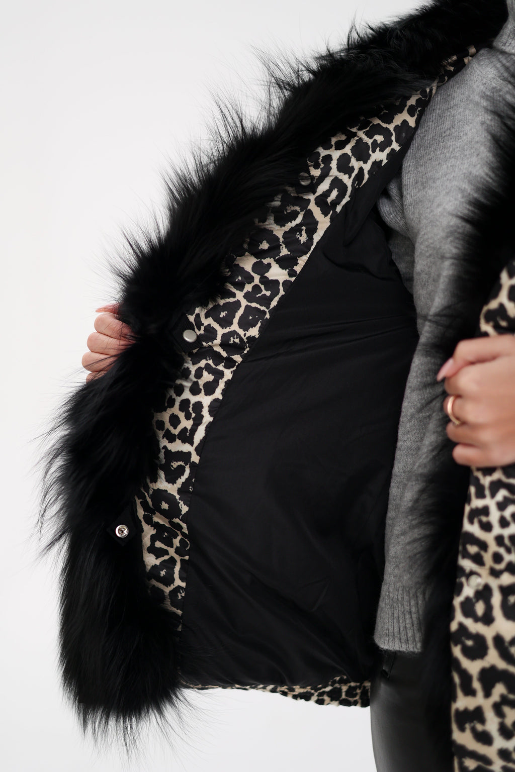 Genuine Fox Leopard Luxe Down Parka