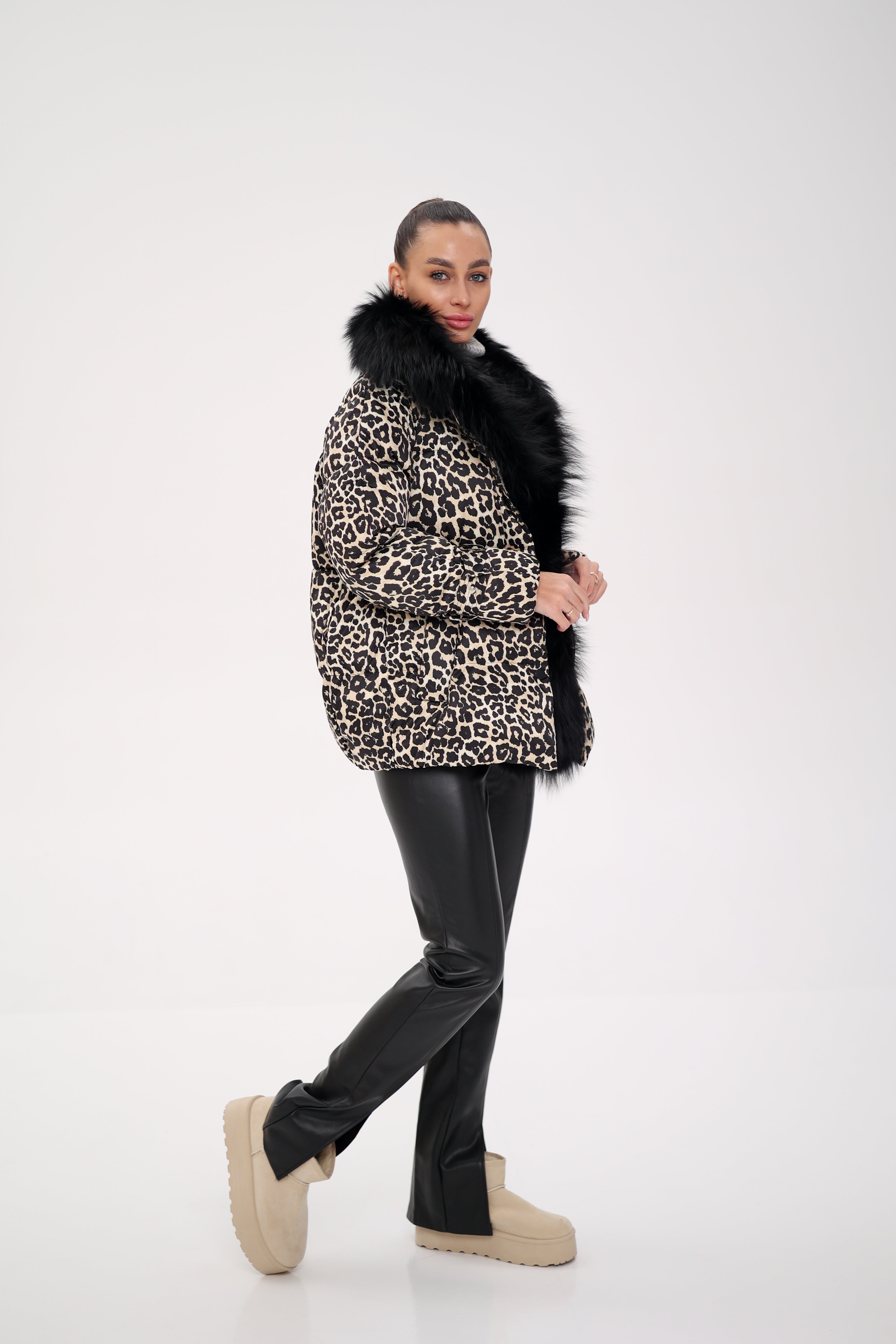 Genuine Fox Leopard Luxe Down Parka