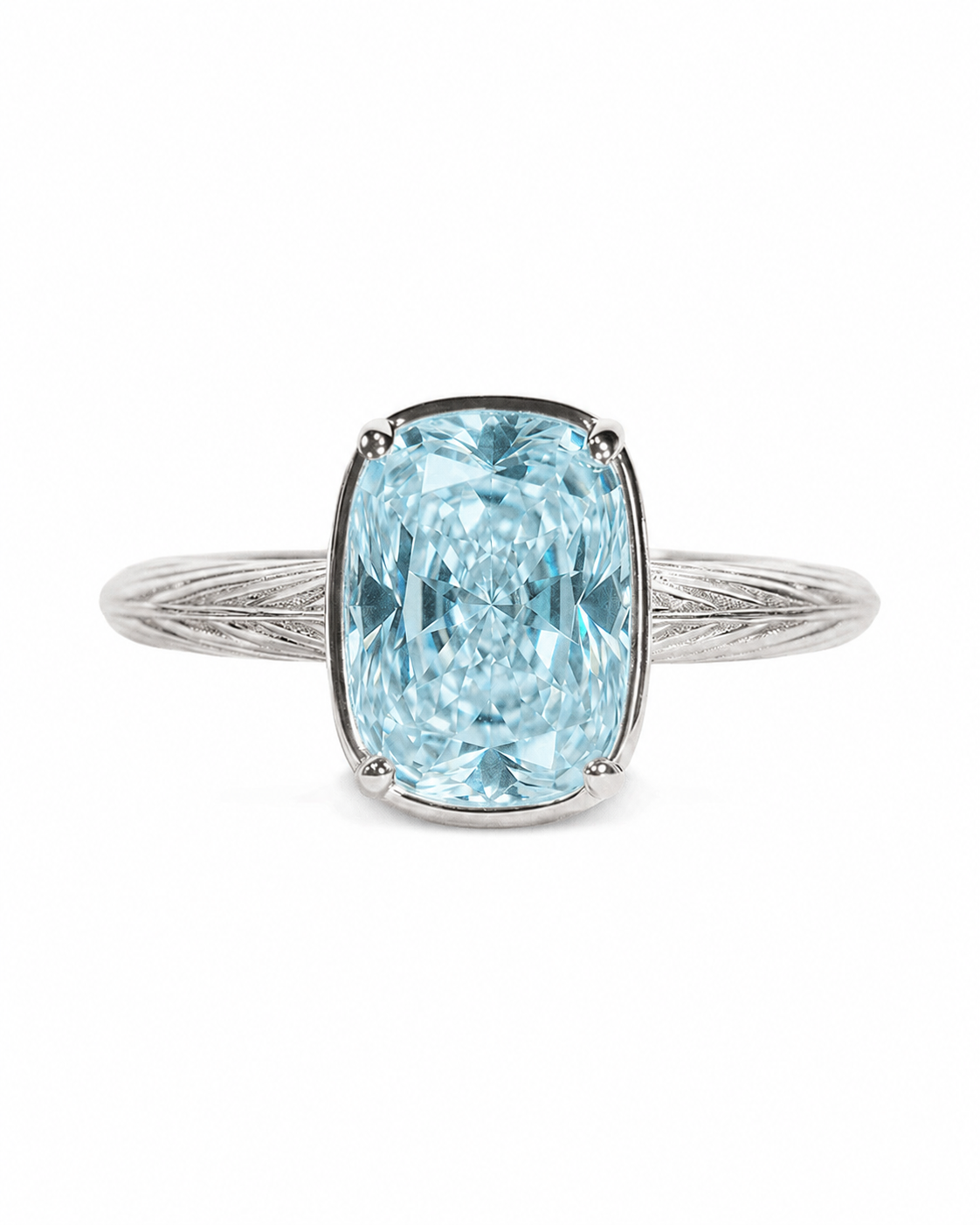 Sterling Silver Mini Aquamarine Elongated Cushion Ring