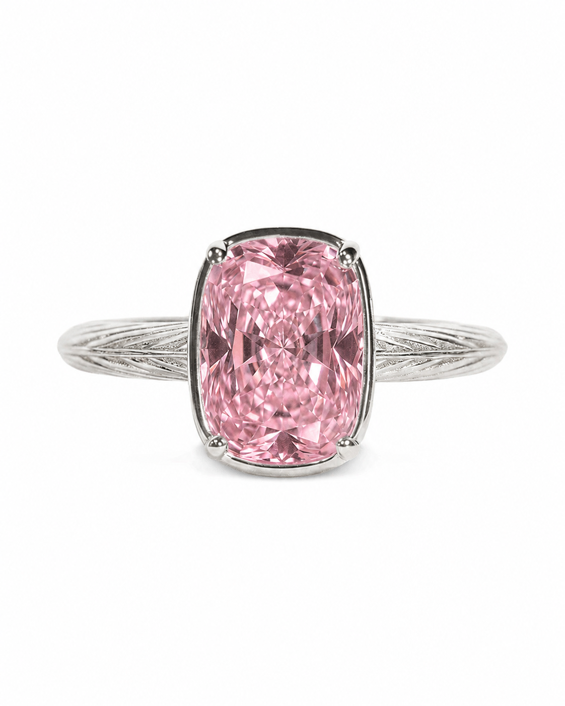 Sterling Silver Mini Pink Sapphire Cushion Ring