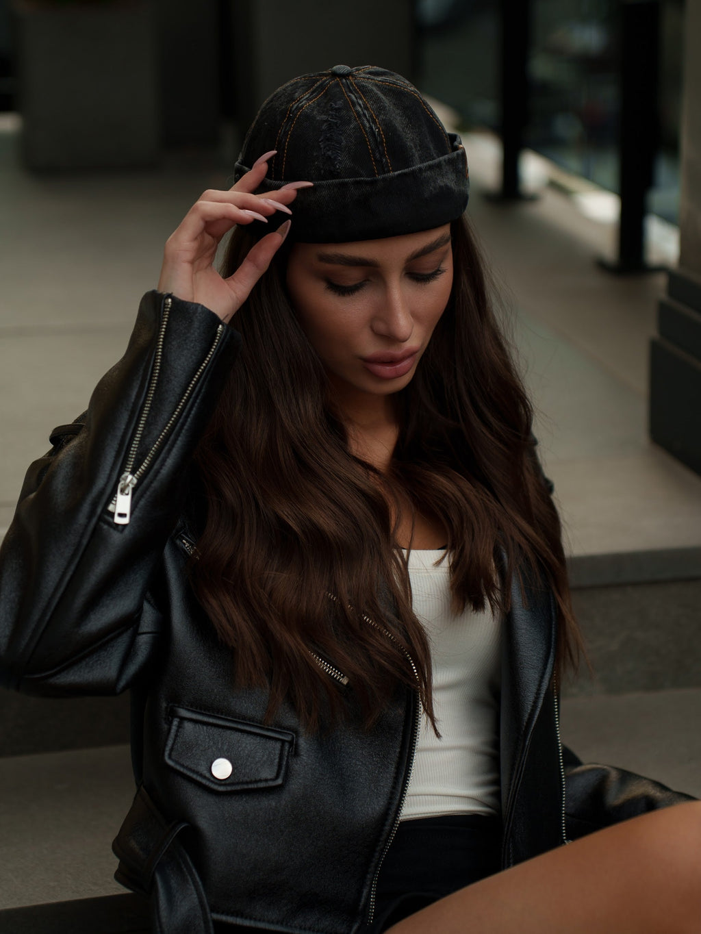 Docker Cap in Black Denim