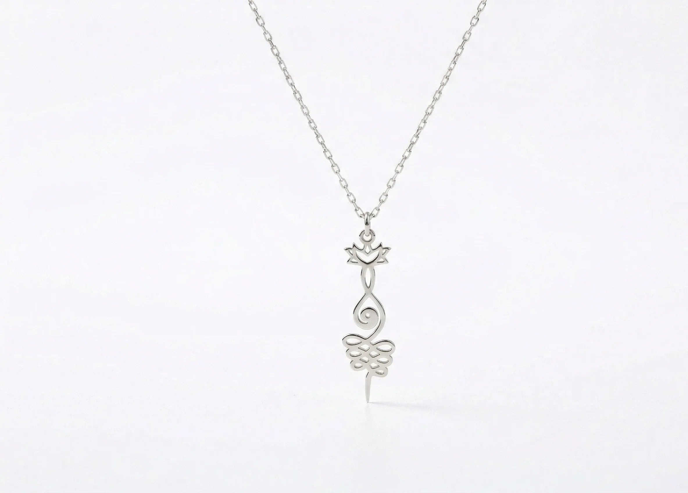 Lotus Unalome Necklace - Sterling Silver Yoga Symbol of Enlightenment