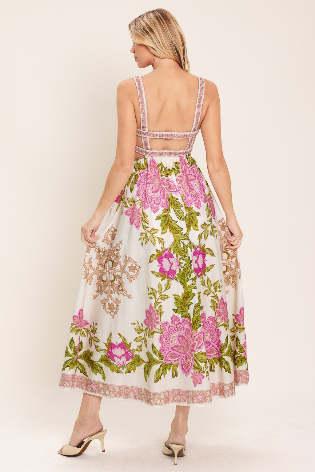 SPRINGTIME IN PARIS WOVEN MIDI DRESS