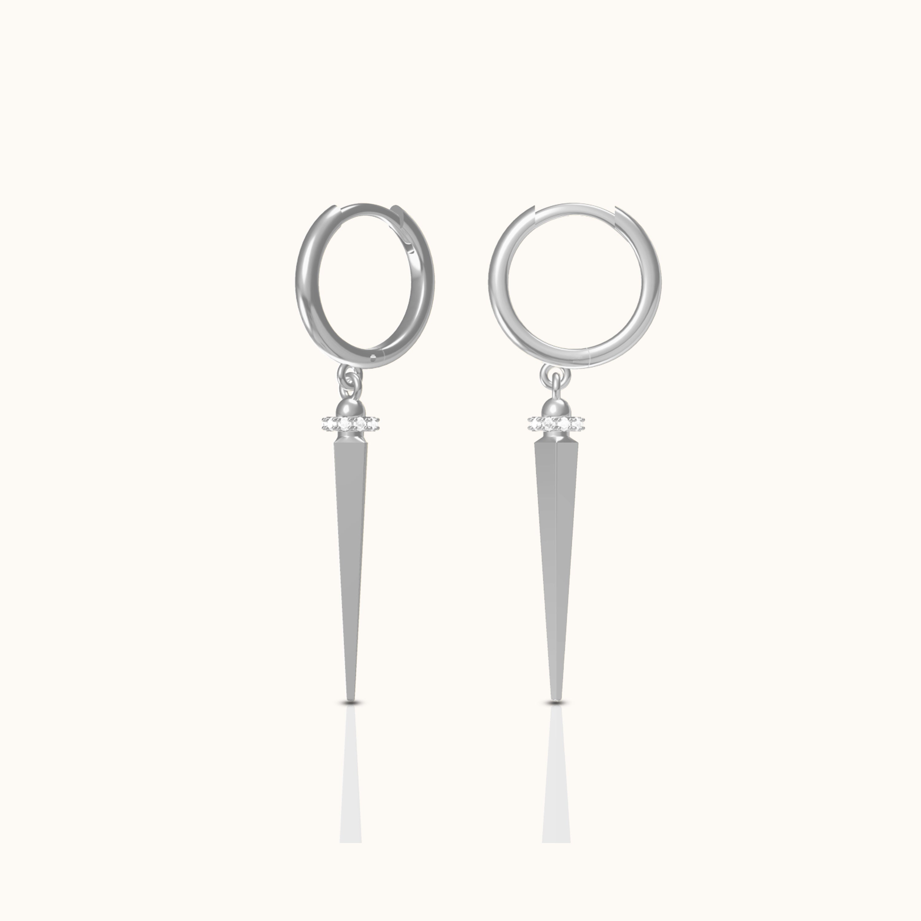 Large Spike Dangle Statement Hoop Earrings